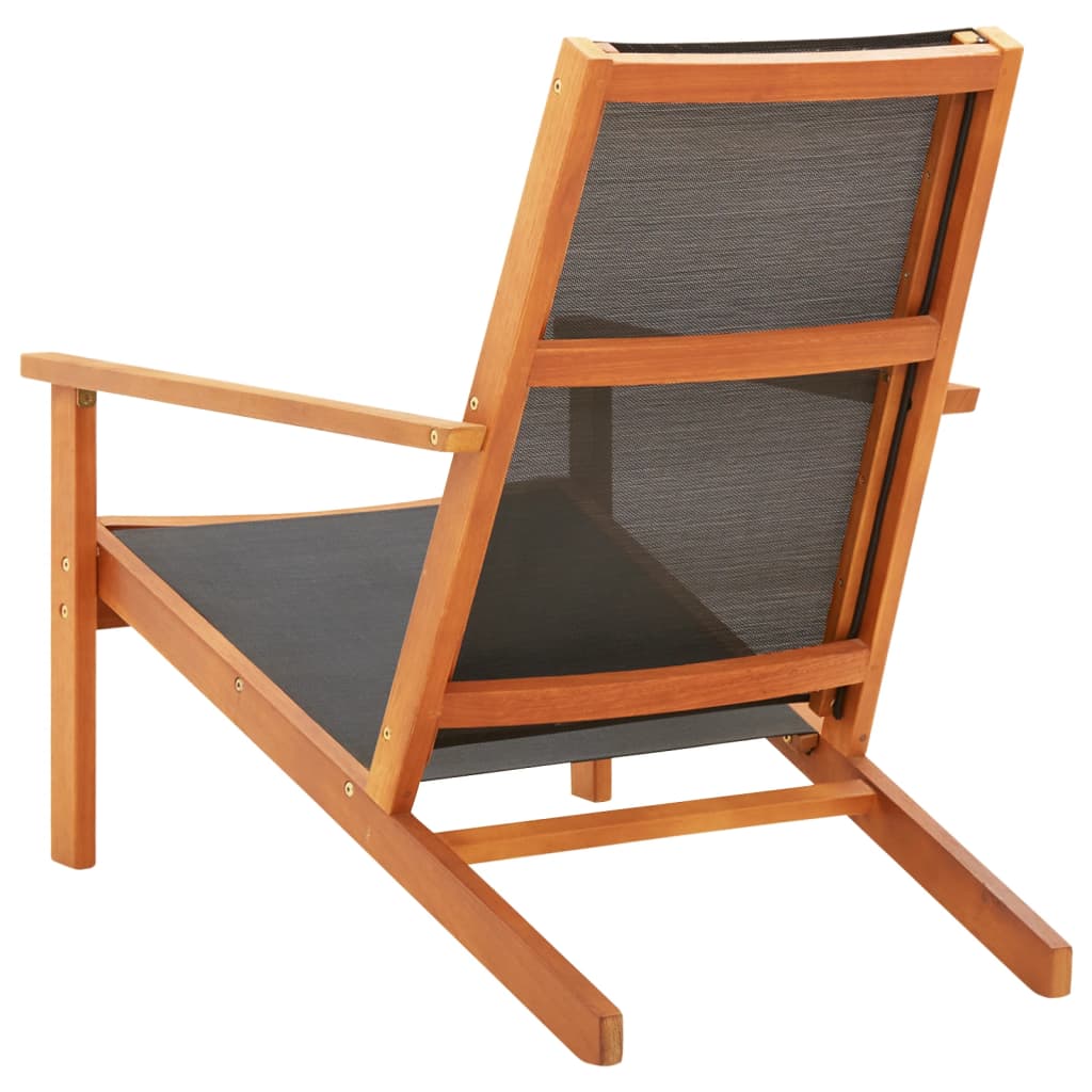Garten-Loungestuhl Schwarz Eukalyptus Massivholz und Textilene